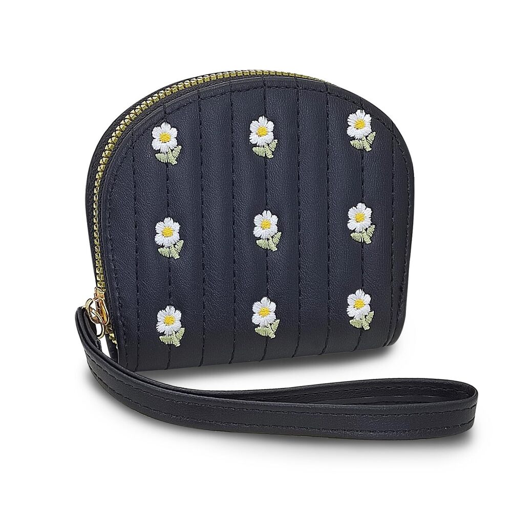 7310 Credit Card Holder , Cute Flower Embroidery Card Case, Small Leather